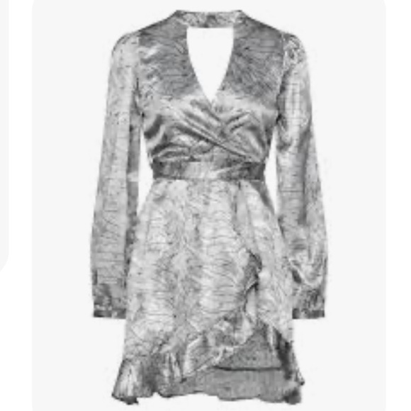 NWT SILVIAN HEACH Elegant Silver Wrap Dress Italy 38 - Picture 2 of 14